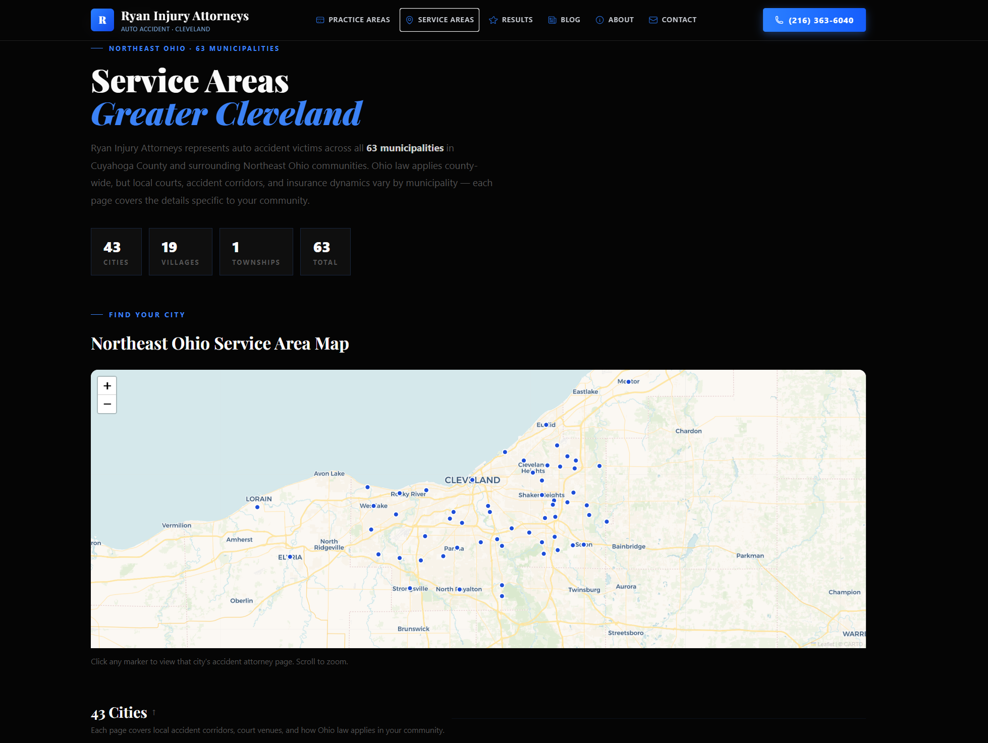 Screenshot of the Cleveland Accident Law Firm website