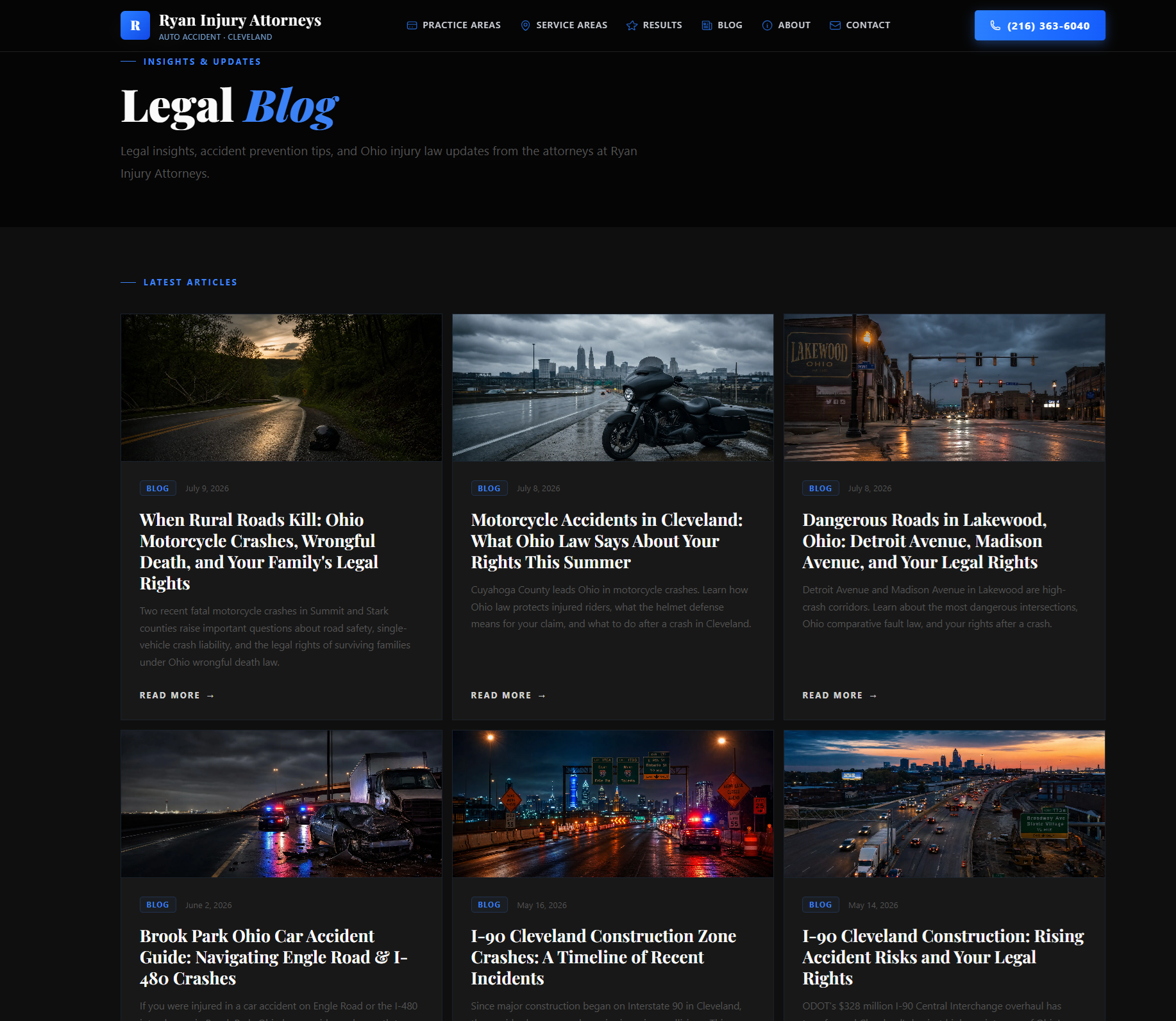 Screenshot of the Cleveland Accident Law Firm website
