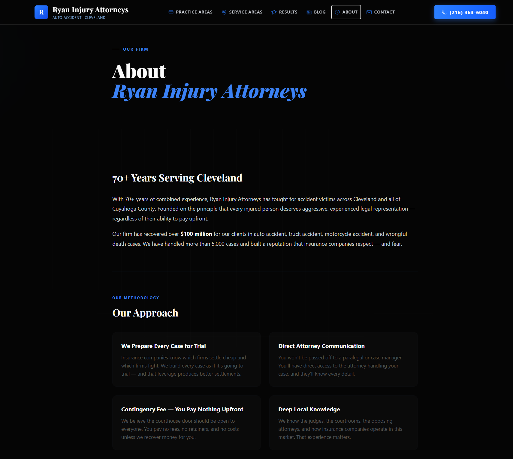 Screenshot of the Cleveland Accident Law Firm website